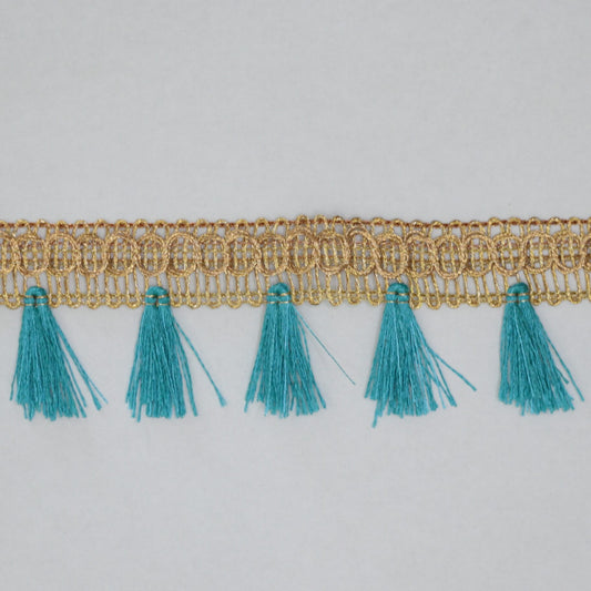 15mm Blue Gold Tassel Trim per/metre