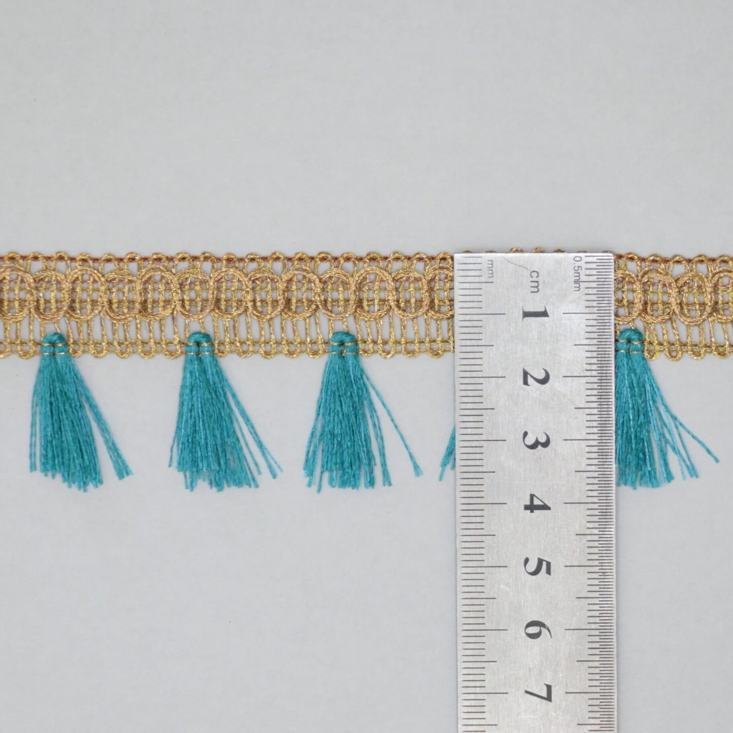 15mm Blue Gold Tassel Trim per/metre