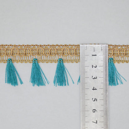 15mm Blue Gold Tassel Trim per/metre