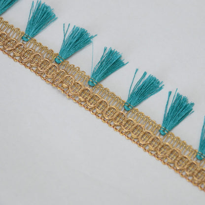 15mm Blue Gold Tassel Trim per/metre