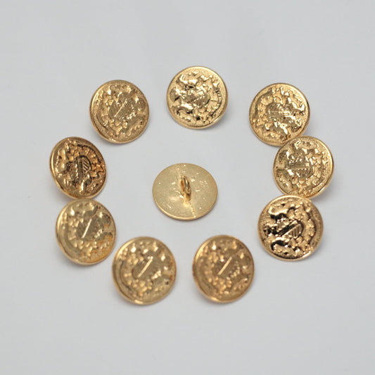 15mm Brass Metal Shield Buttons 15pk