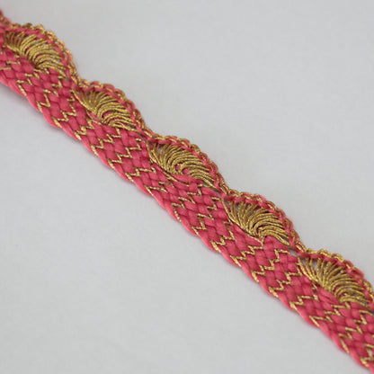 15mm Coral/Gold Scallop Trim per/metre