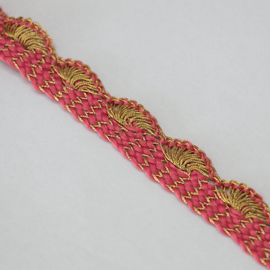 15mm Coral/Gold Scallop Trim per/metre