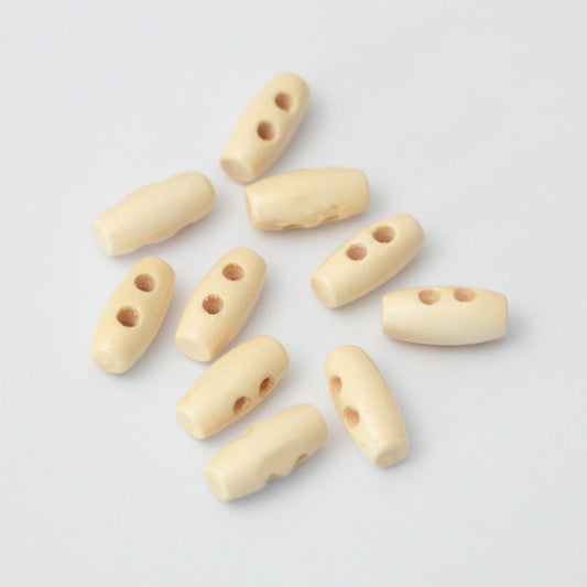 15mm Cream Mini 2-Hole Toggle Buttons 10pk