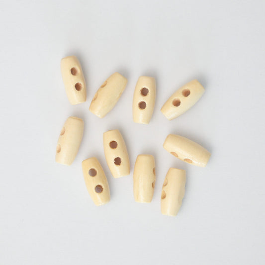 15mm Cream Mini 2-Hole Toggle Buttons 10pk