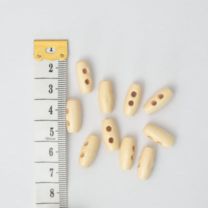 15mm Cream Mini 2-Hole Toggle Buttons 10pk
