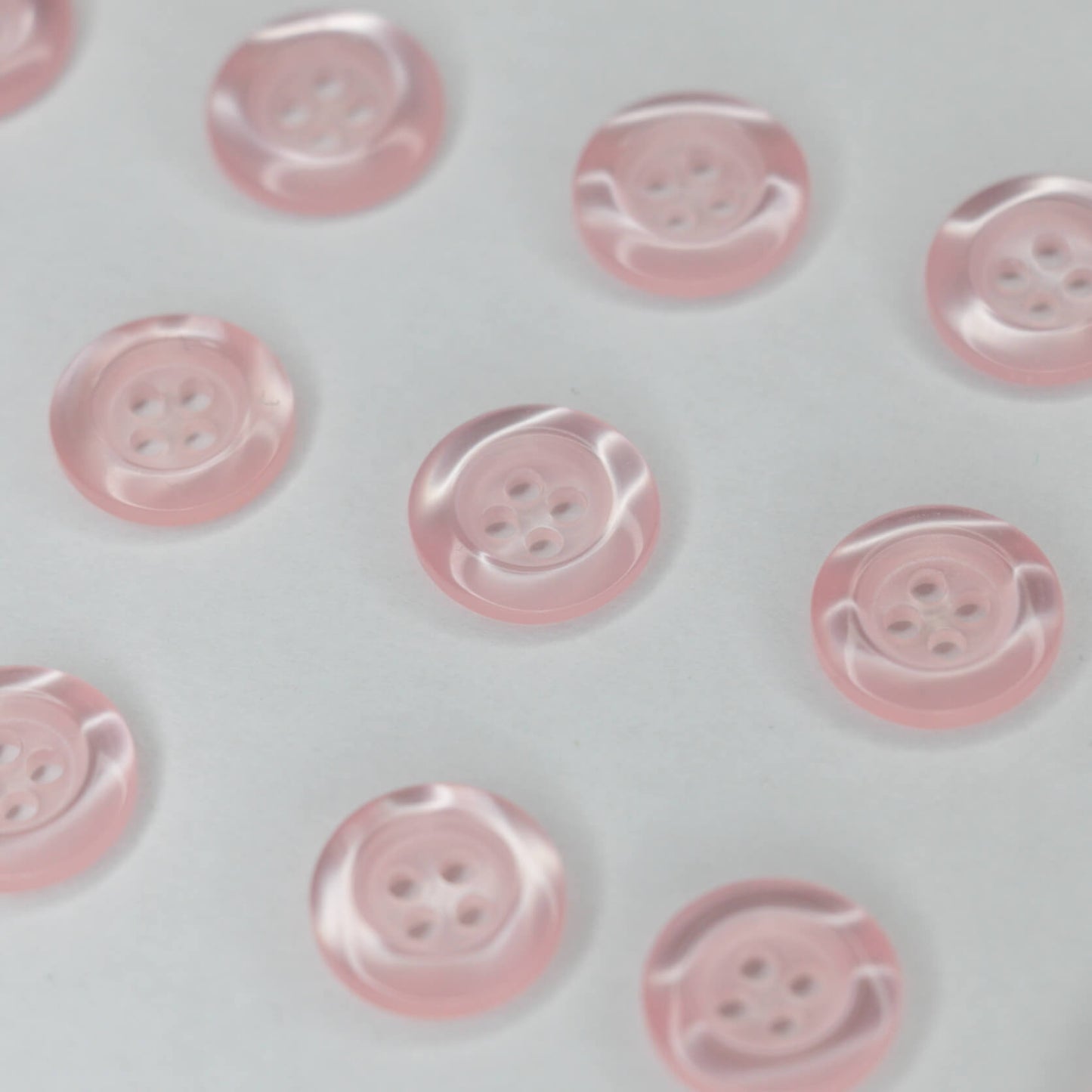 15mm Pink Pearlescent Effect Plastic 4-Hole Buttons 15pk