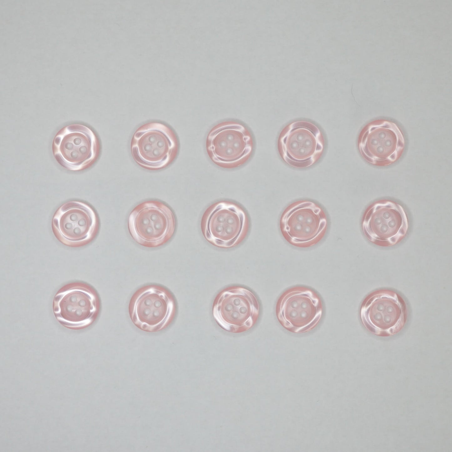 15mm Pink Pearlescent Effect Plastic 4-Hole Buttons 15pk