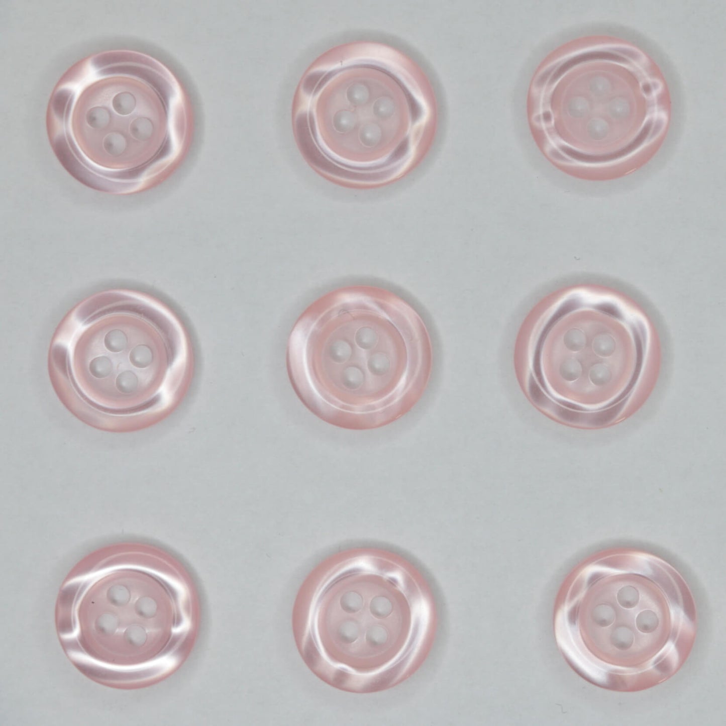 15mm Pink Pearlescent Effect Plastic 4-Hole Buttons 15pk