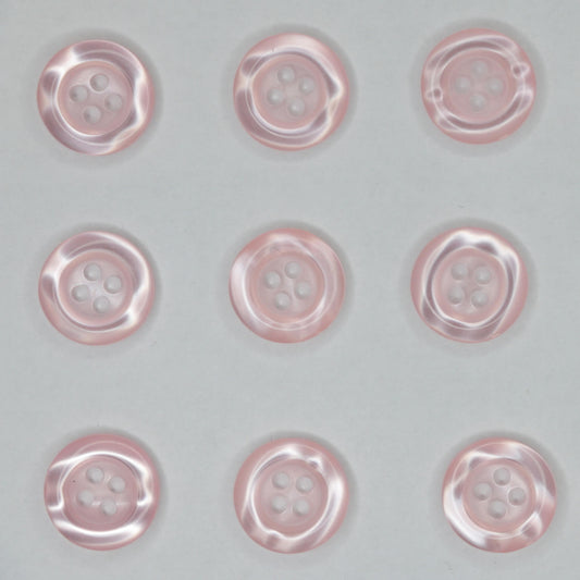 15mm Pink Pearlescent Effect Plastic 4-Hole Buttons 15pk