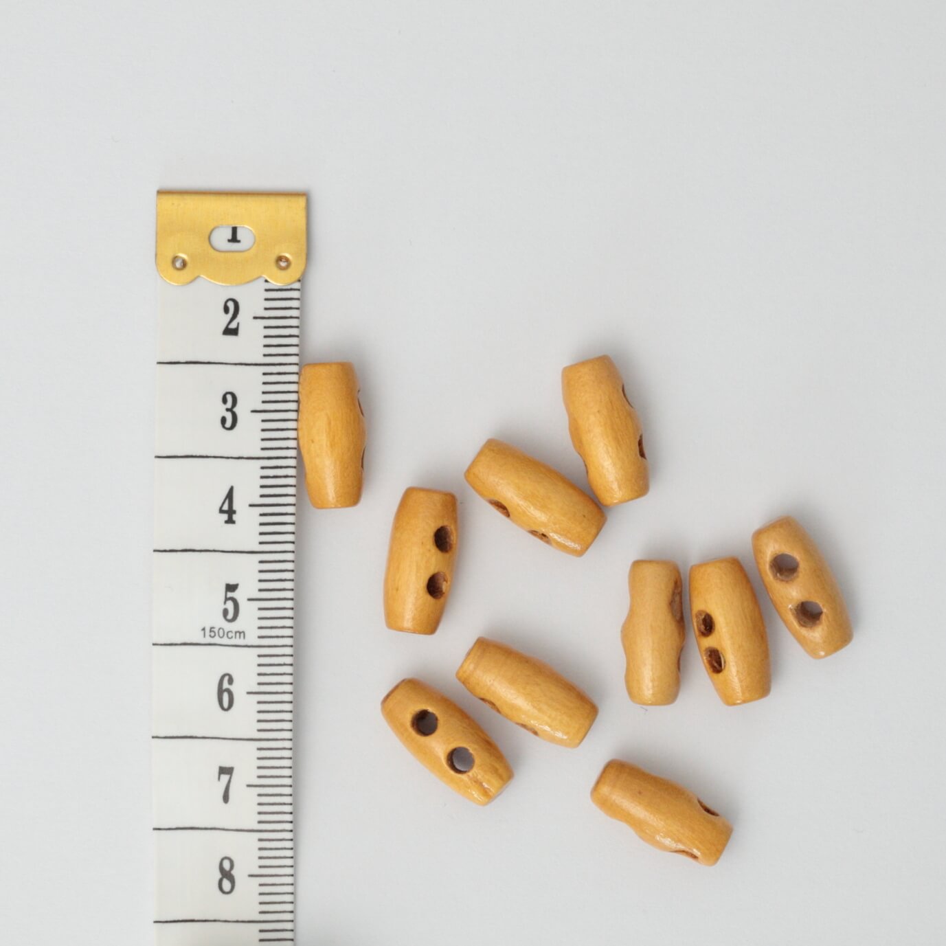 15mm Tan Mini 2-Hole Toggle Buttons 10pk