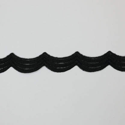 15mm Black Wavy Design Guipure Type Lace per/metre