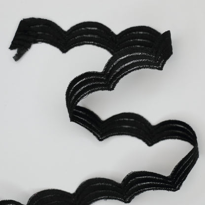 15mm Black Wavy Design Guipure Type Lace per/metre