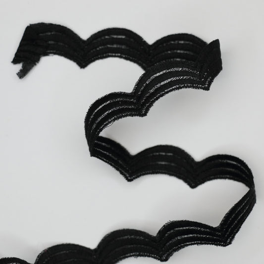 15mm Black Wavy Design Guipure Type Lace per/metre