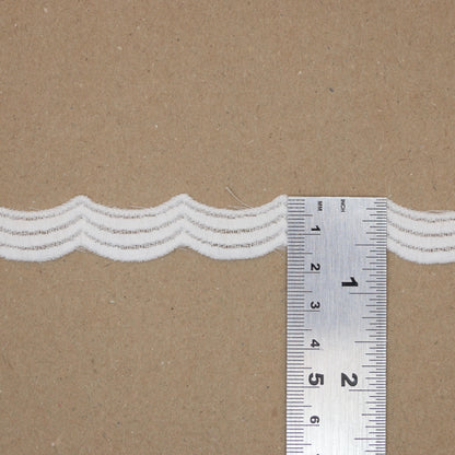 15mm Off-White Guipure Type Lace Wavy Design Trim per/metre