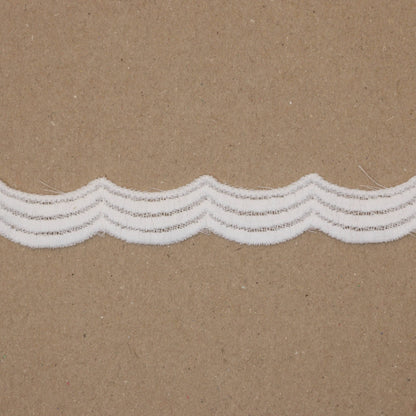 15mm Off-White Guipure Type Lace Wavy Design Trim per/metre