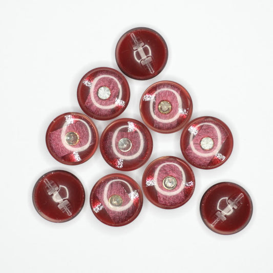 15mm Plum/Glitter Bridge-Hole Buttons 10pk