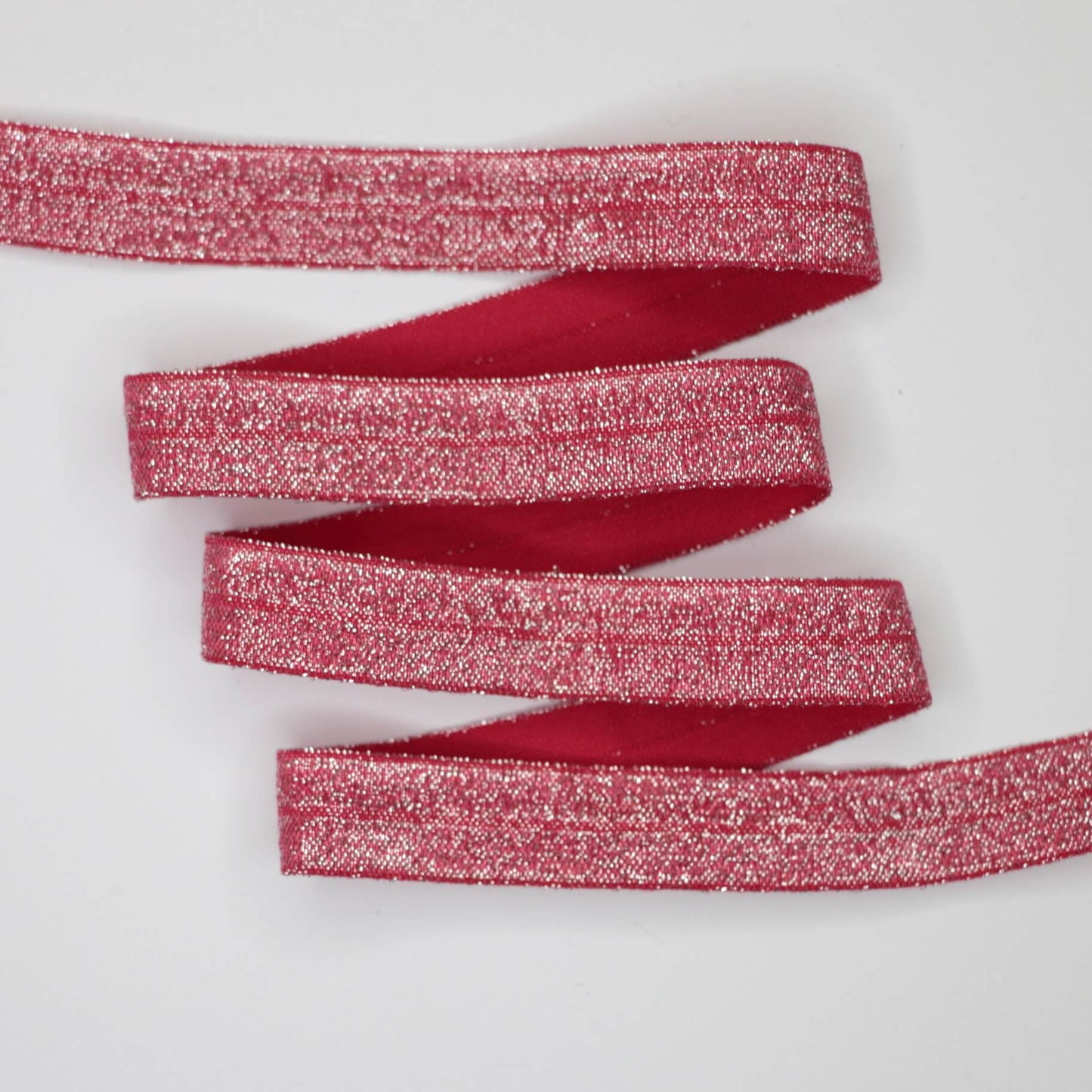15mm Red Glitter Foldover Elastic 3m