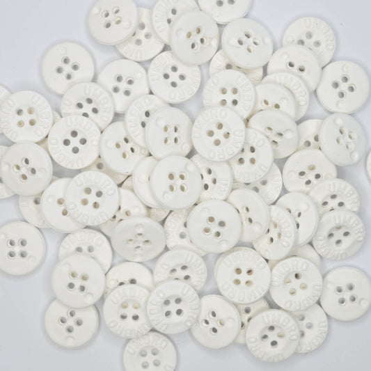 15mm Rubber White 4 Hole Buttons 10pk