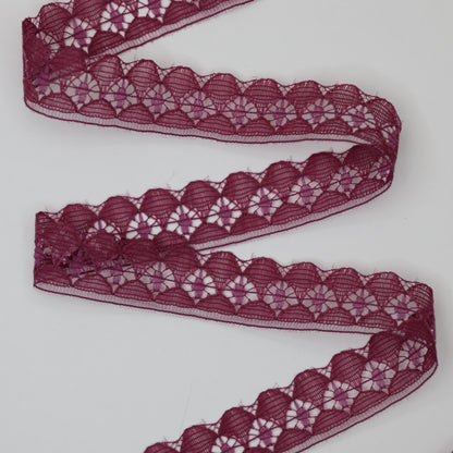 16mm Burgundy Colour Lace per/metre