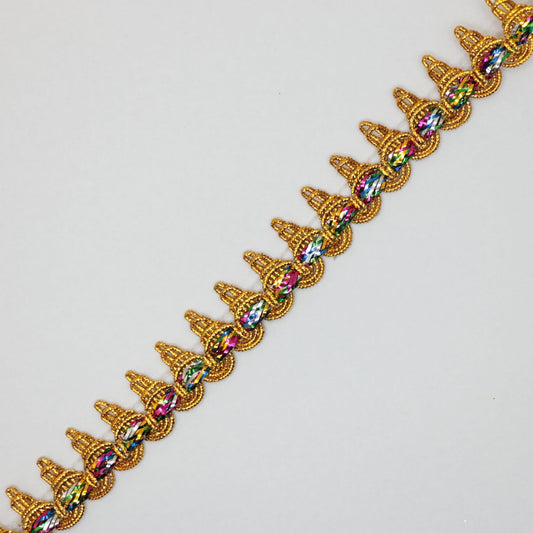 16mm Gold Braid Multi-Coloured Trim per/metre
