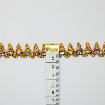16mm Gold Braid Multi-Coloured Trim per/metre