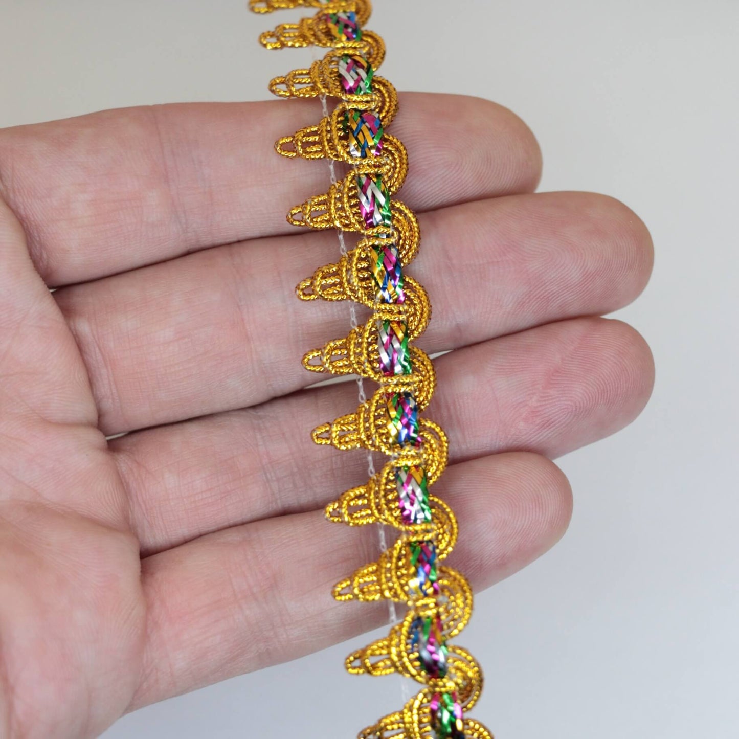 16mm Gold Braid Multi-Coloured Trim per/metre
