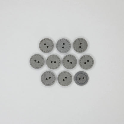 16mm Grey Stitch Border 2-Hole Buttons 10pk