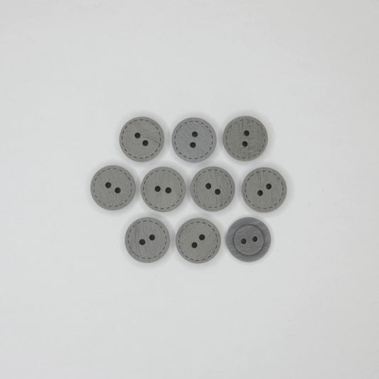 16mm Grey Stitch Border 2-Hole Buttons 10pk