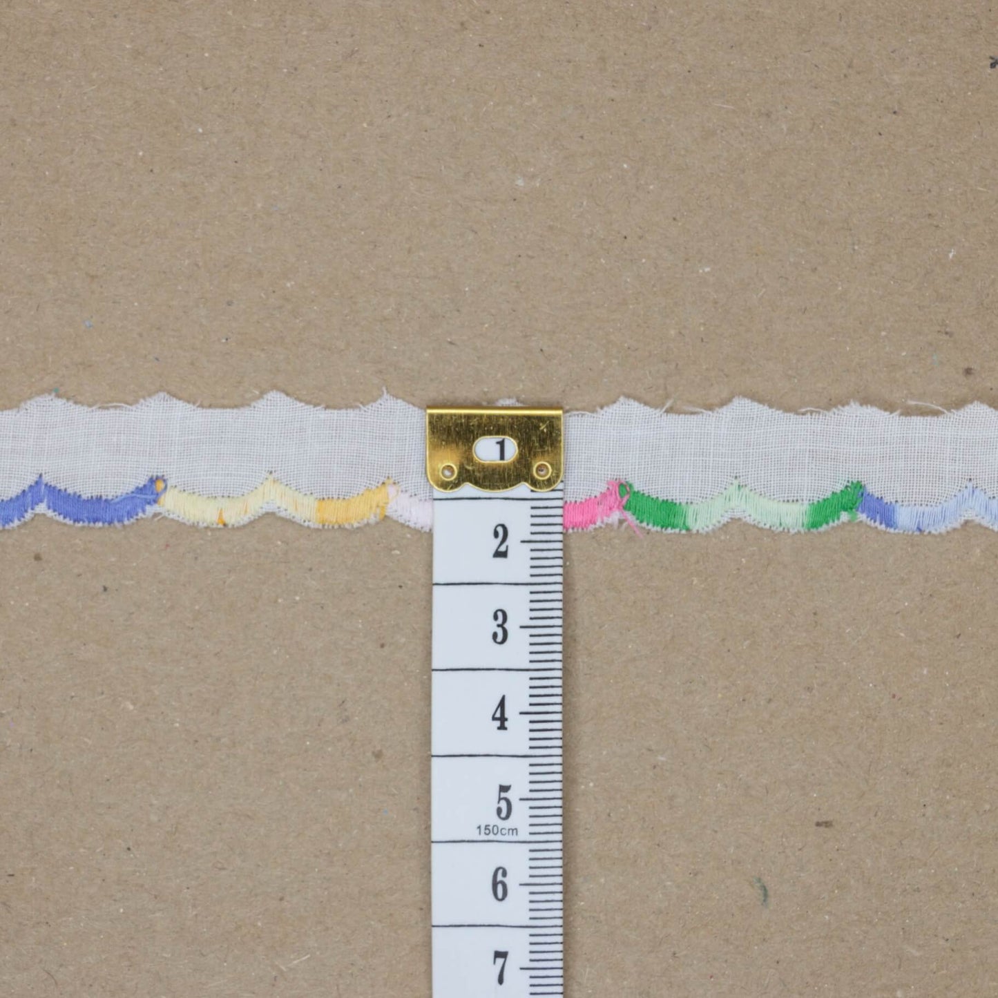 16mm White Broderie Anglaise w/Colour Edge Trim per/metre