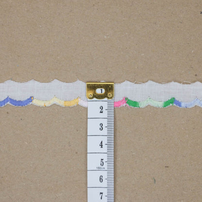 16mm White Broderie Anglaise w/Colour Edge Trim per/metre