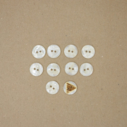 16mm White Pearlescent 2-Hole Buttons 10pk