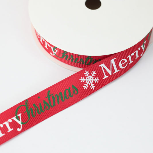 16mm Red Merry Christmas Grosgrain Ribbon 5m