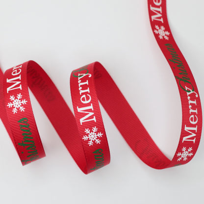 16mm Red Merry Christmas Grosgrain Ribbon 5m