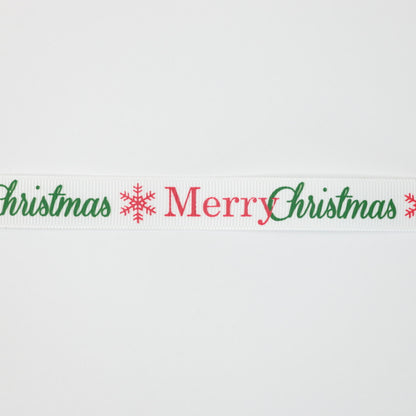 16mm White Merry Christmas Grosgrain Ribbon 5m