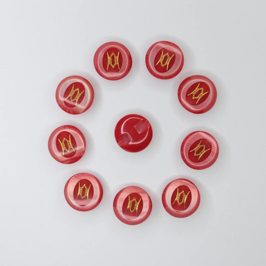 17mm Red/Gold Bridge-Hole Buttons 10pk