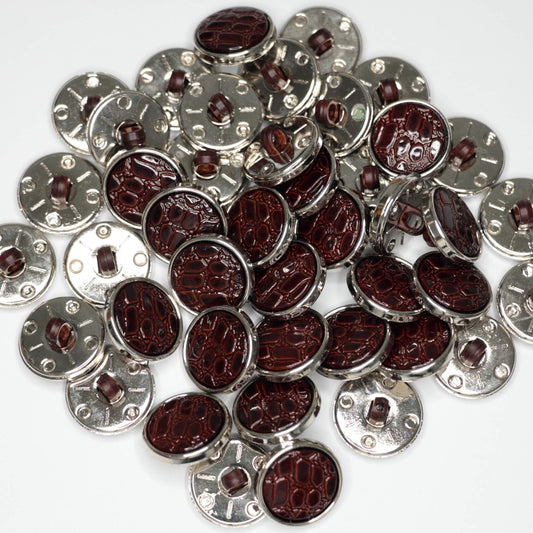 17mm Silver/Brown Snake Shank-Hole Buttons 10pk