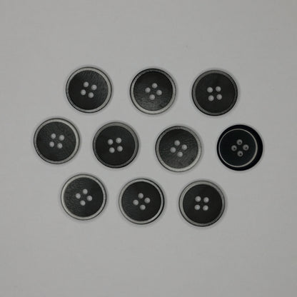 18mm Black & Grey-Rim 4-Hole Buttons 10pk