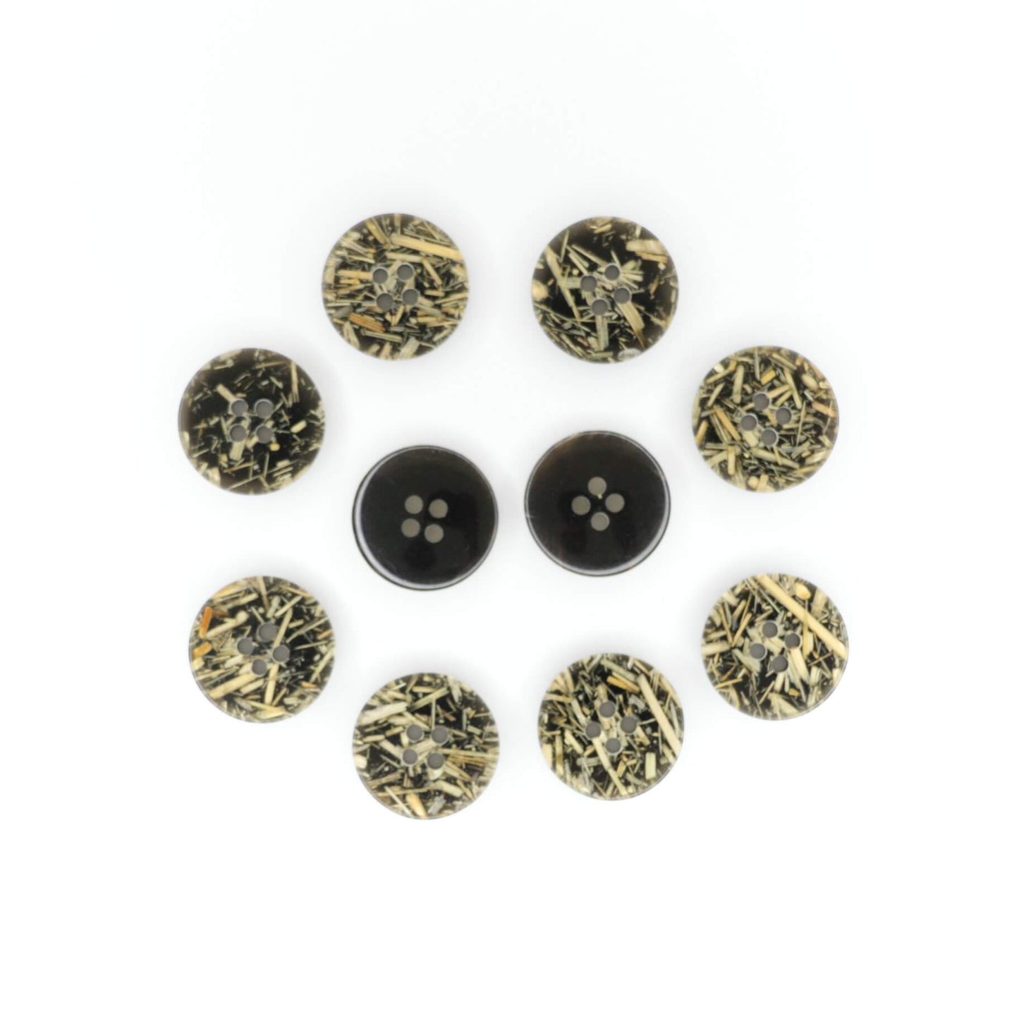 18mm Glossy Straw Print 4-Hole Buttons 10pk