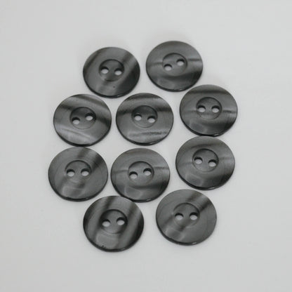 18mm Grey Pearlescent Plastic 2H Buttons 10pk