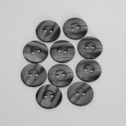 18mm Grey Pearlescent Plastic 2H Buttons 10pk