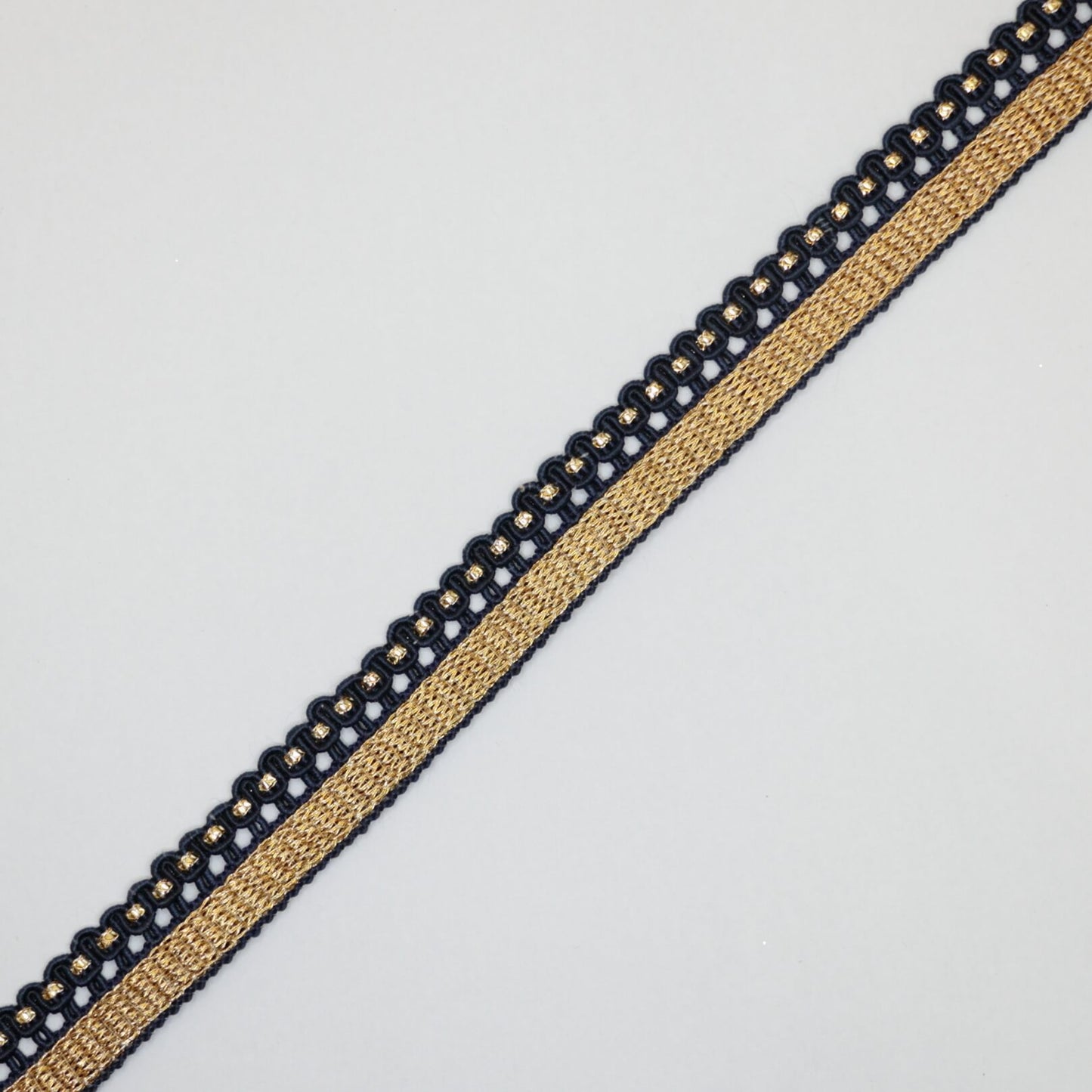 18mm Navy & Gold Wavy Edge Trim per/metre