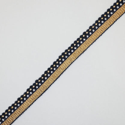 18mm Navy & Gold Wavy Edge Trim per/metre