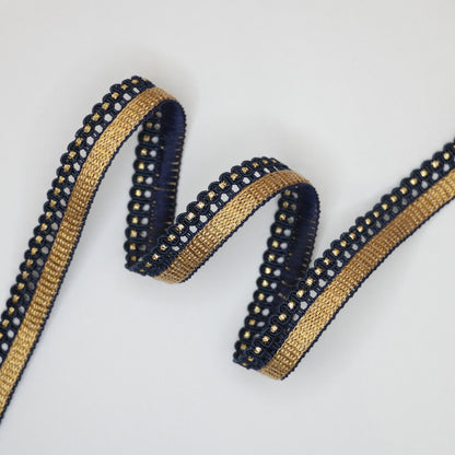 18mm Navy & Gold Wavy Edge Trim per/metre