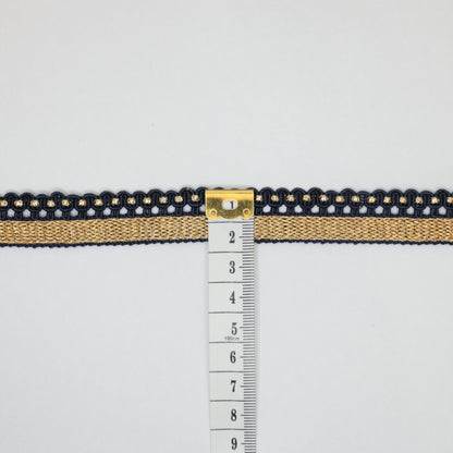 18mm Navy & Gold Wavy Edge Trim per/metre