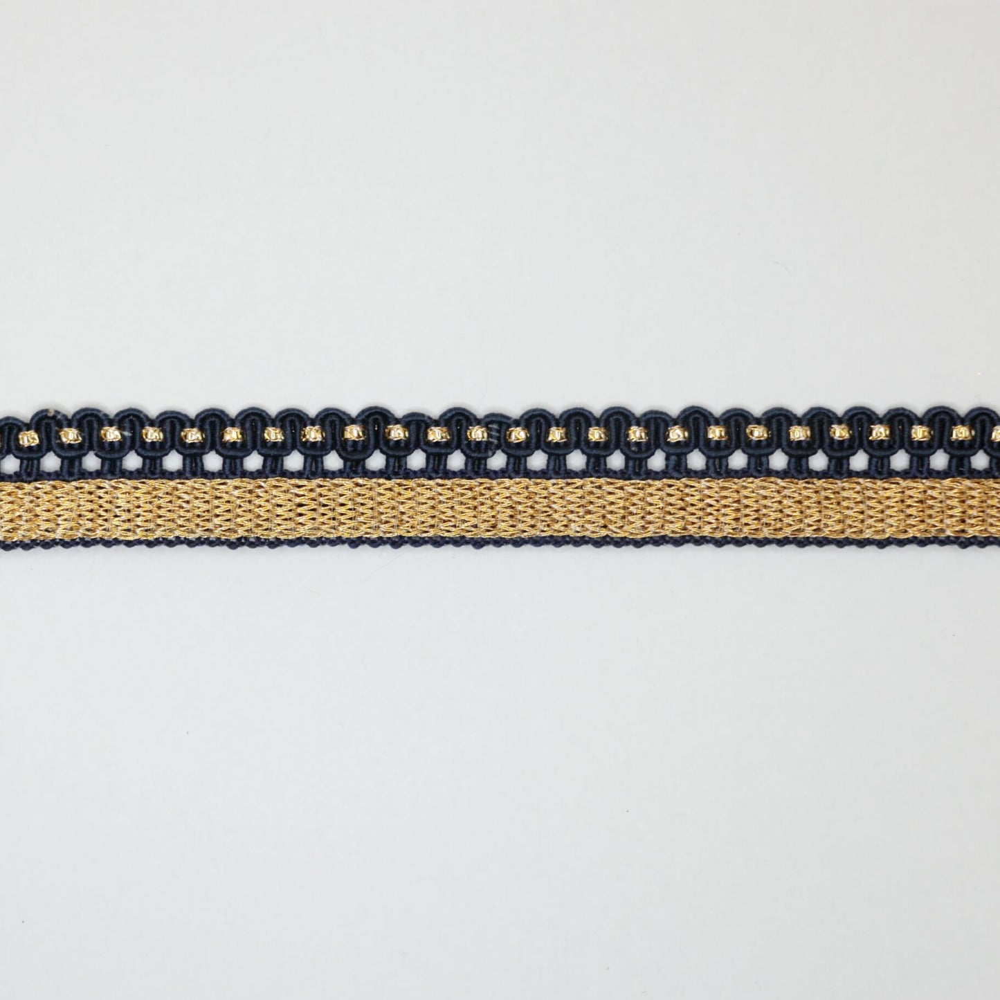 18mm Navy & Gold Wavy Edge Trim per/metre
