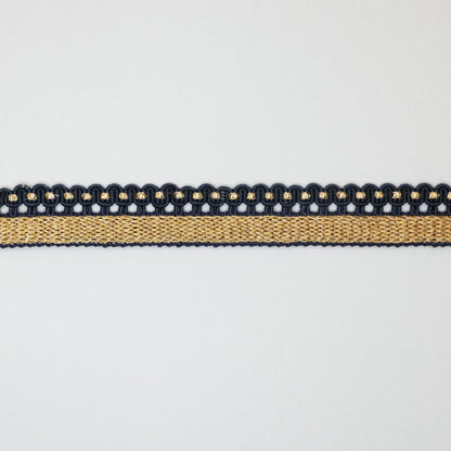 18mm Navy & Gold Wavy Edge Trim per/metre