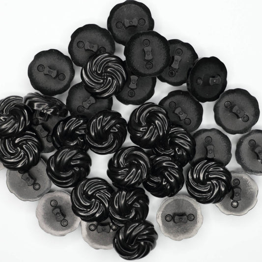 18mm Black Knot Shank Hole Buttons 10pk