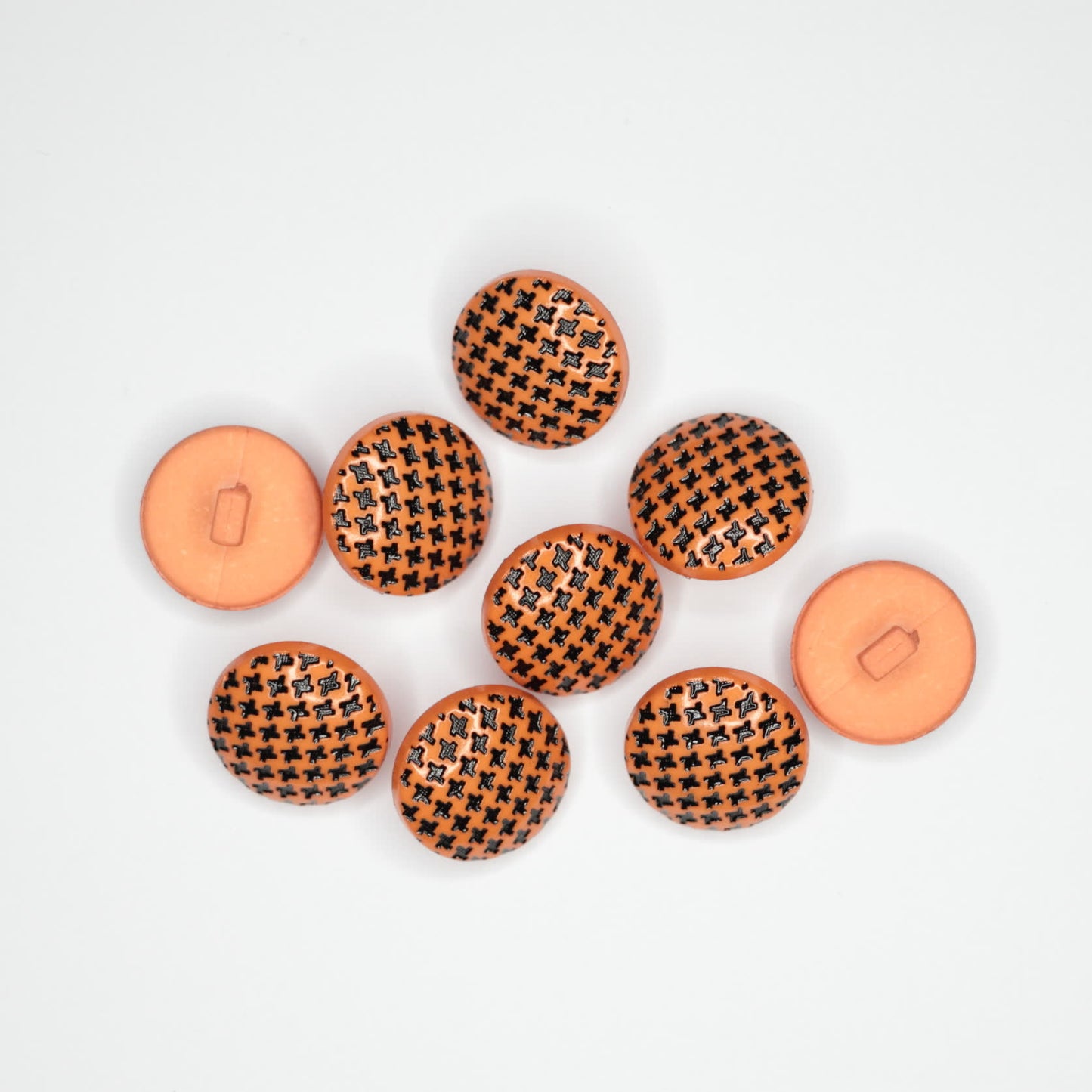 18mm Orange Houndstooth Buttons 10pk