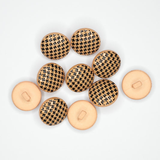 18mm Peach Houndstooth Shank-Hole Buttons 10pk